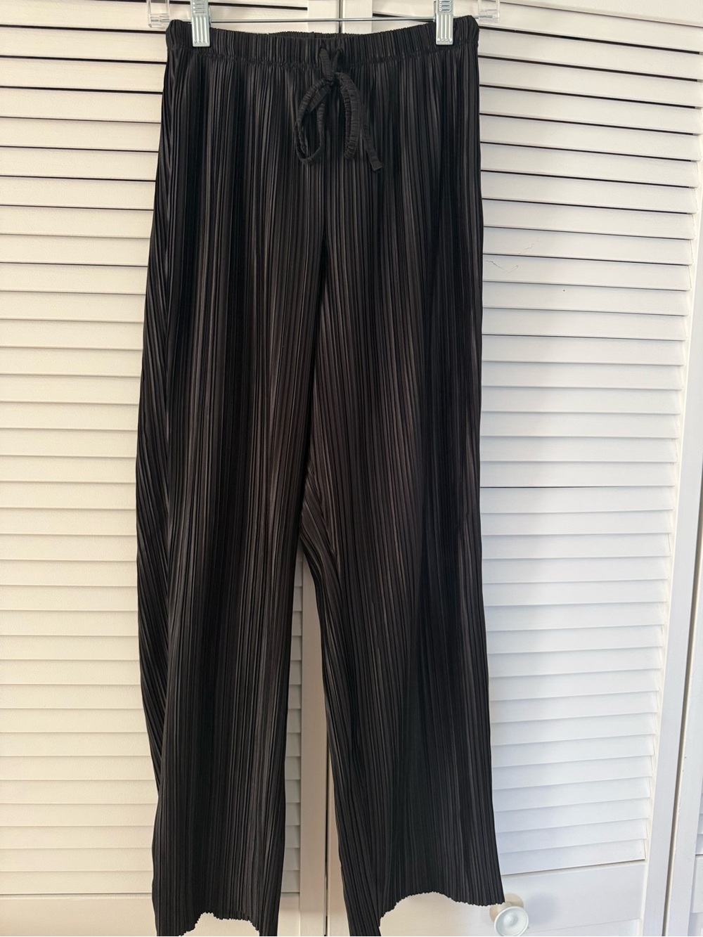 Topshop Black Pleated Wide-Leg Pants with Drawstring